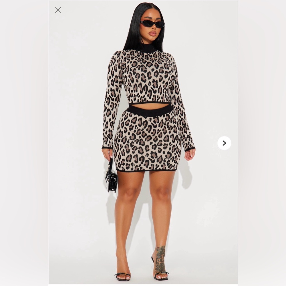 Leopard Print Women's Skirt set